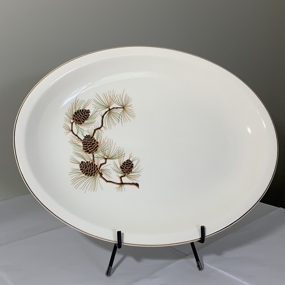 VTG Paden City Pottery Pinecone Oval Serving  Platter Made in USA